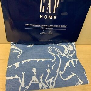 GAP Home Organic Cotton Dino Shower Curtain - Blue and White